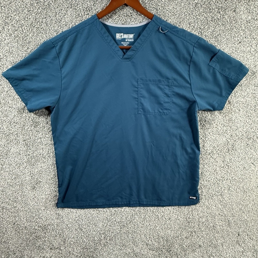Grey's Anatomy By Barco Scrub Top XL Teal Blue V Neck Healthcare Uniform